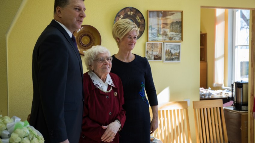 Genovefas Blimhenas 100 gadu jubileja ar Latvijas Valsts prezidentu un prezidenta kundzi
