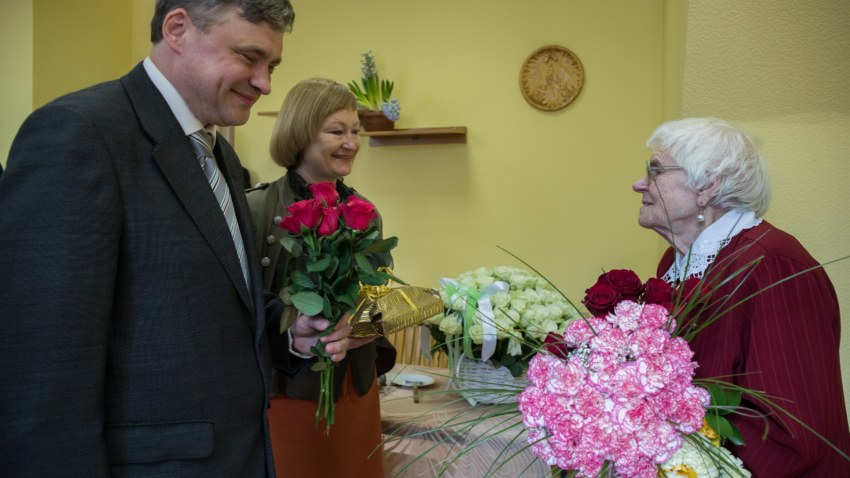 Genovefas Blimhenas 100 gadu jubileja ar Latvijas Valsts prezidentu un prezidenta kundzi