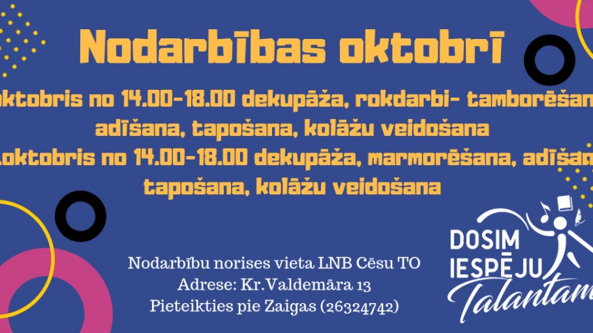 Nodarbību saraksts oktobrim