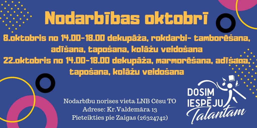 Nodarbību saraksts oktobrim