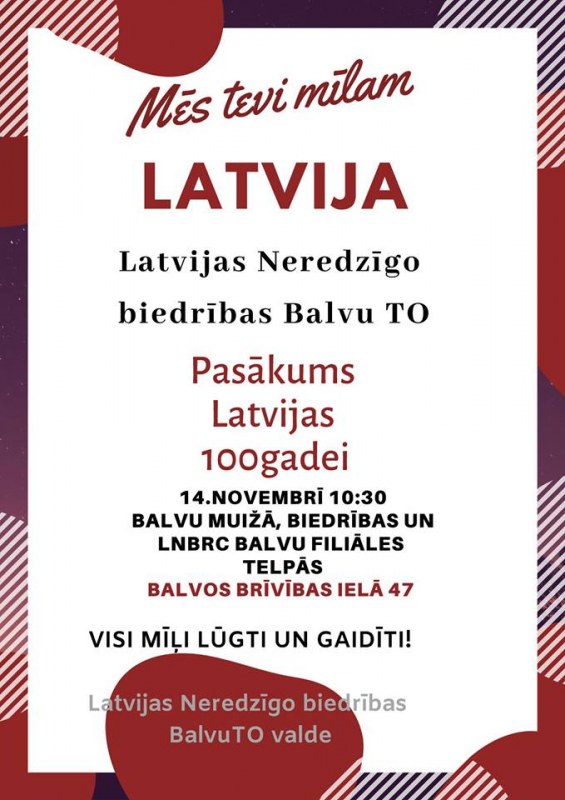 Balvu organizācija svin Latvijas 100-gadi
