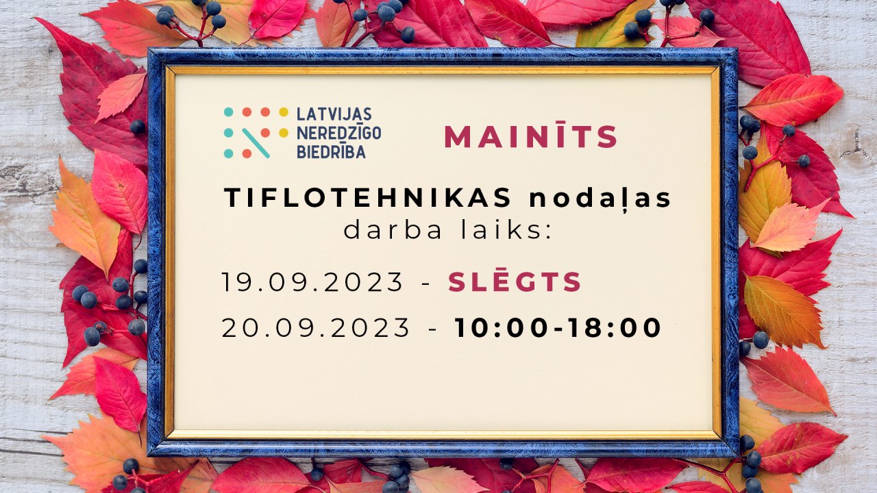 Tiflotehnikas nodaļas darba laika izmaiņas